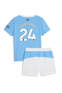 Manchester City Josko Gvardiol #24 Jalkapallovaatteet Lasten Kotipeliasu 2025-26 Lyhythihainen (+ Lyhyet housut)